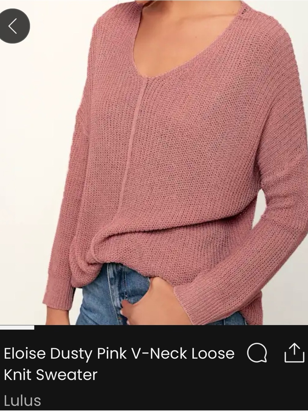 Lulu's Dusty Rose V-Neck Knit Sweater